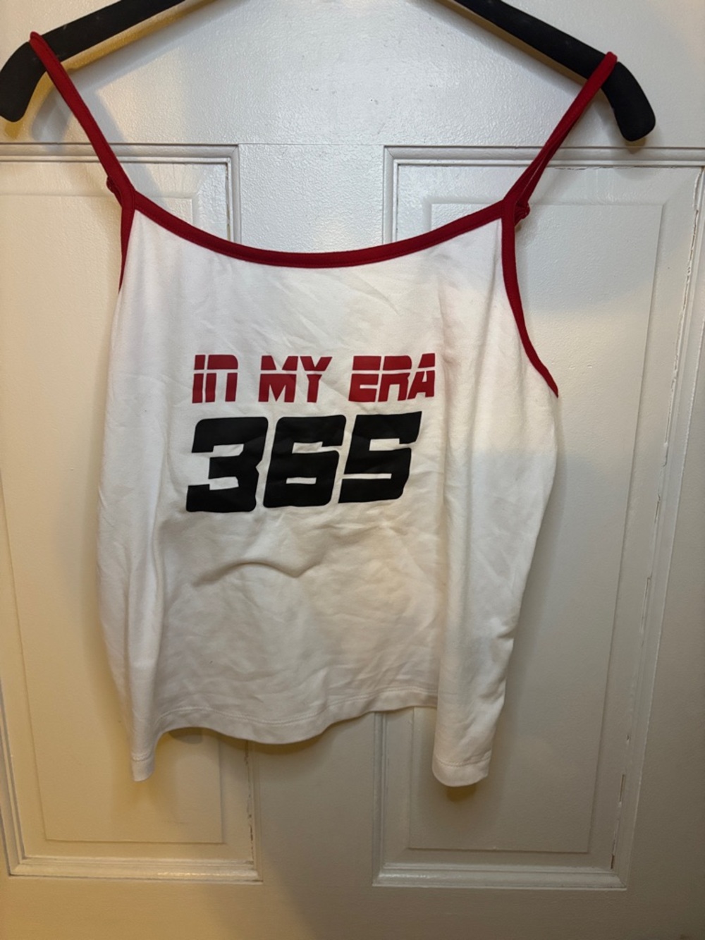 White & Red Graphic Tank Top - "In My Era 365"